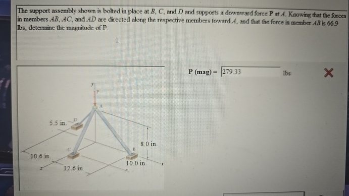 The support assembly shown is bolted in place at