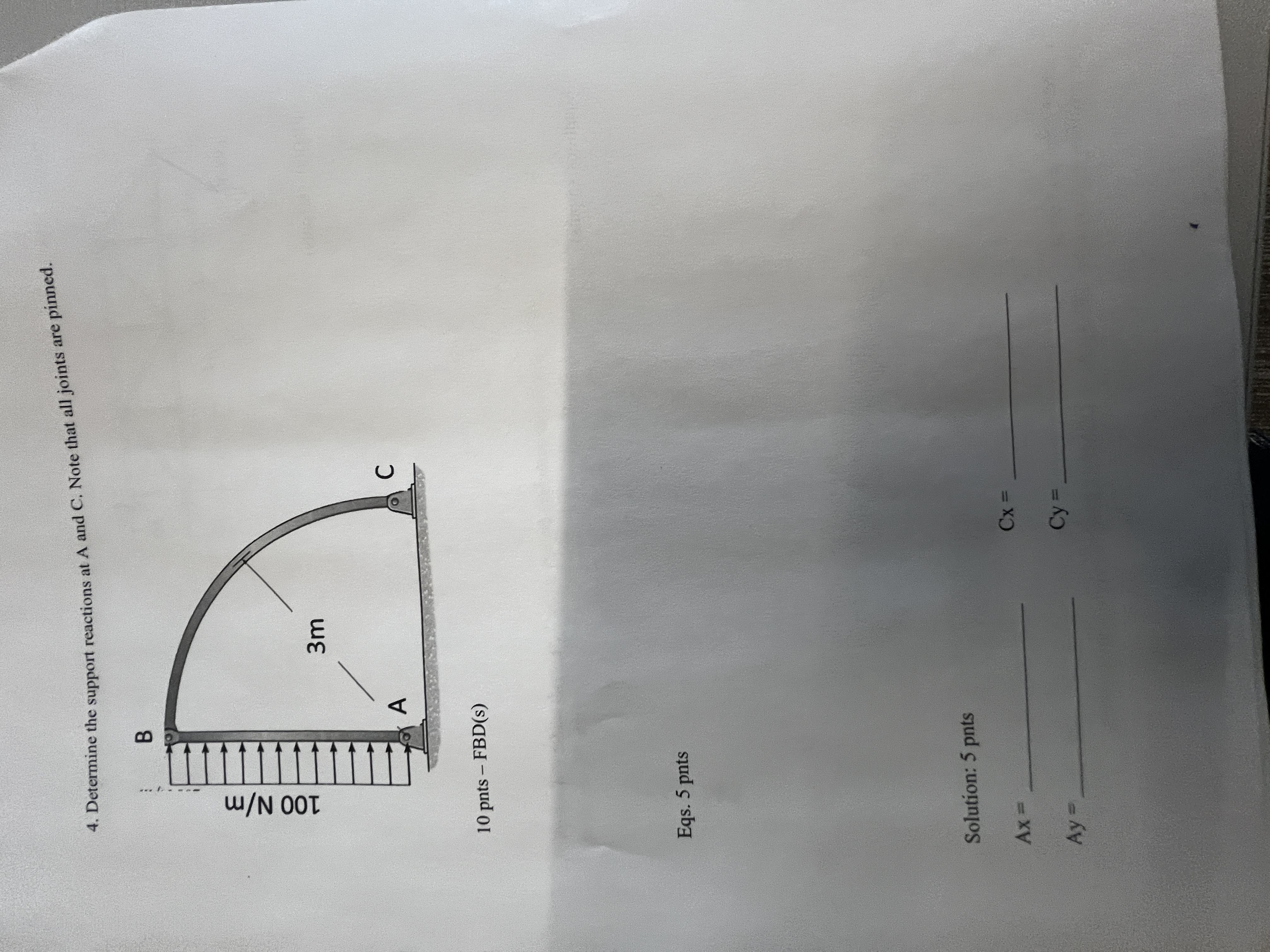Determine the support reactions at A and C . Note