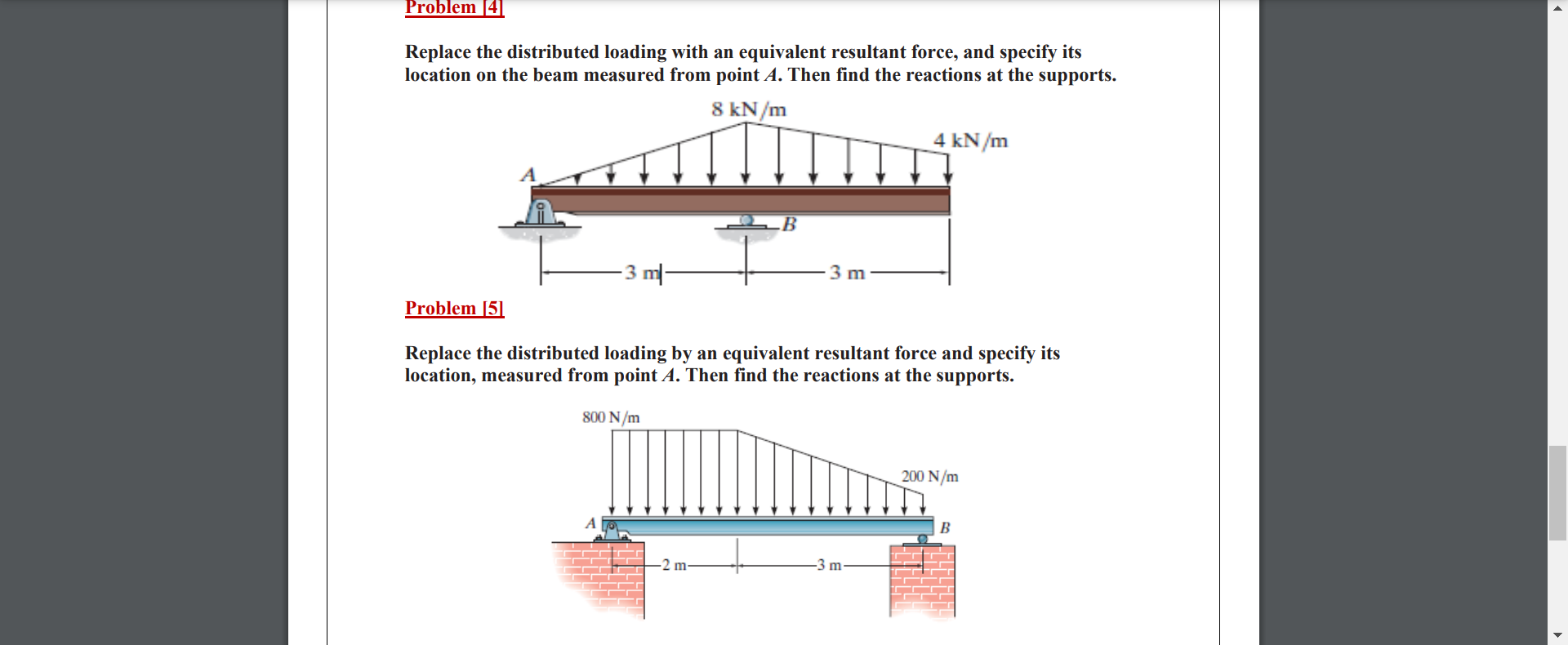 Problem Replace the distributed loading with an