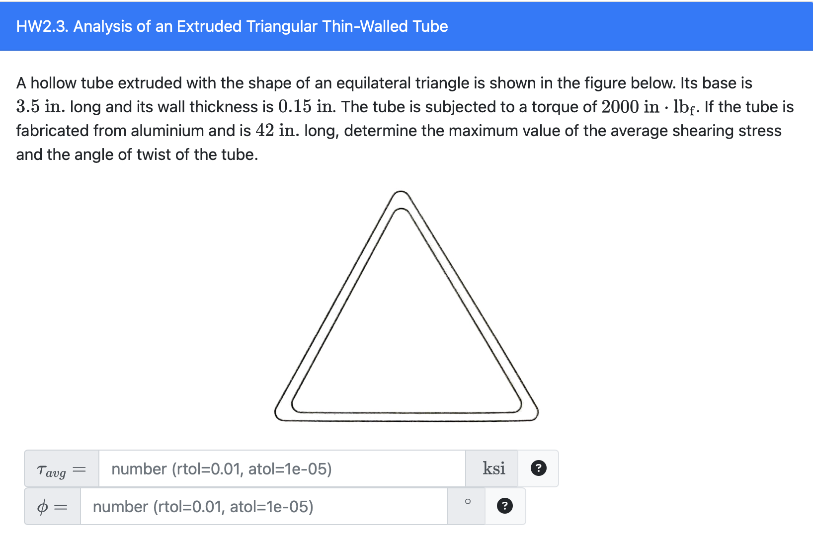 HW 2 . 3 . Analysis of an Extruded Triangular