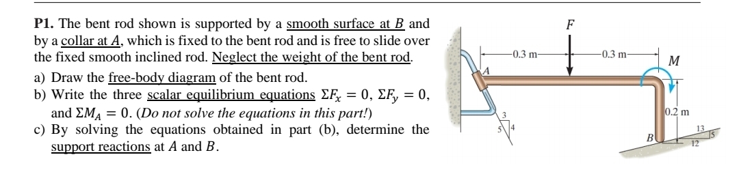 Take values F = 2 2 8 N , M = 2 2 N . m