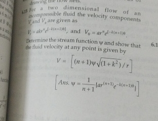$ 1 5 For a two dimensional flow of an