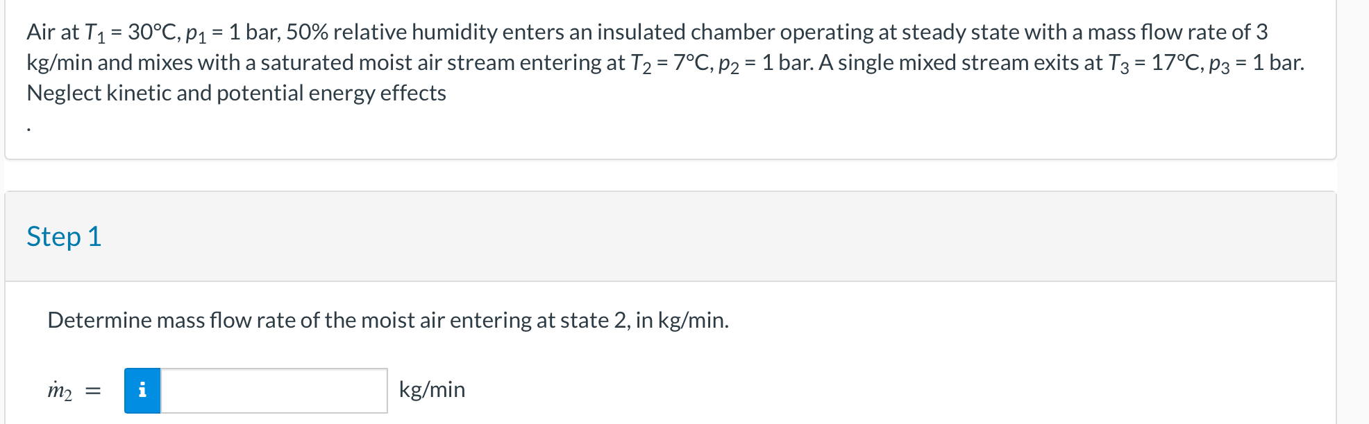 Air at T 1 = 3 0 C , p 1 = 1 b a r , 5 0 %