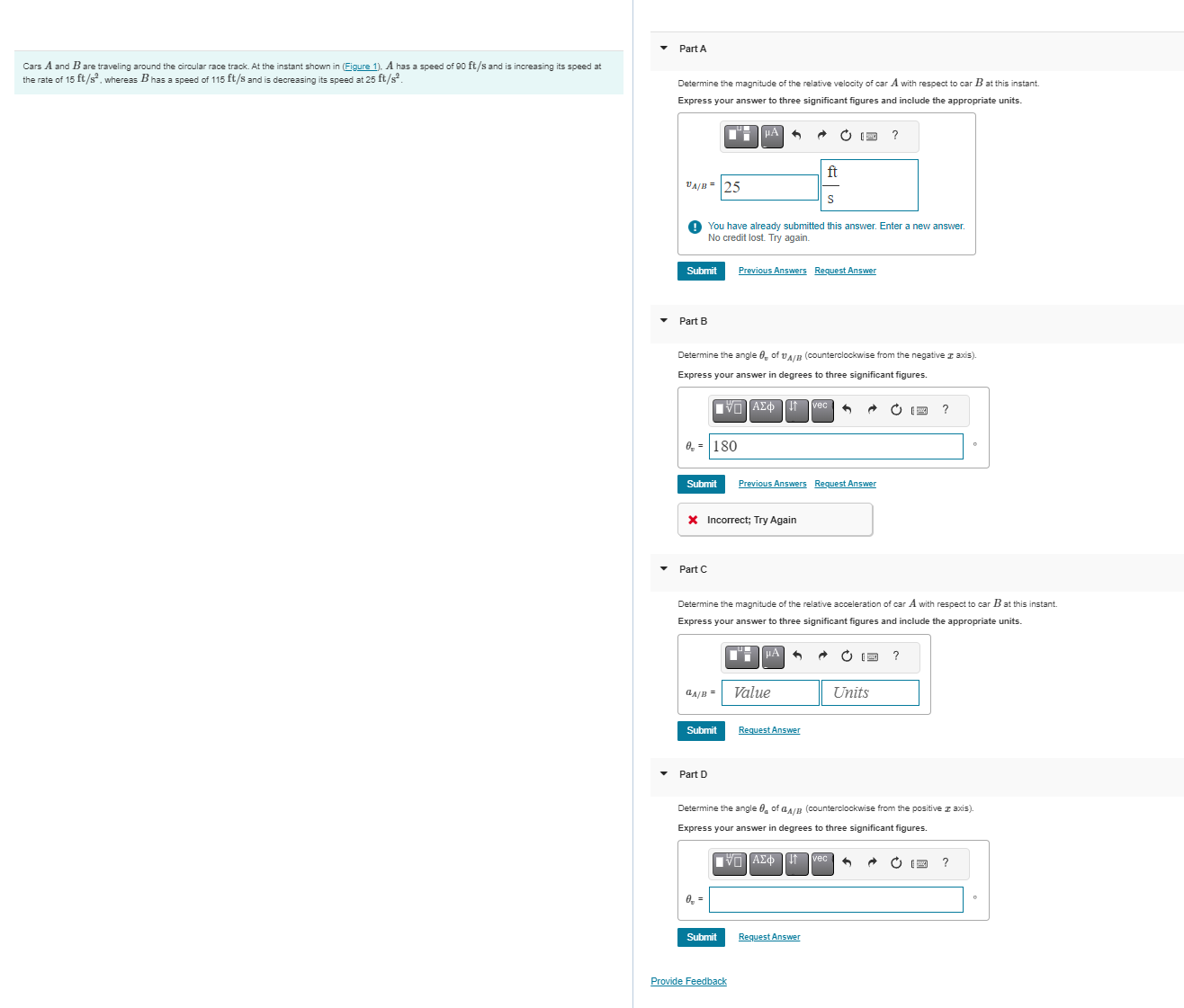 Cars A and B are traveling around the circular