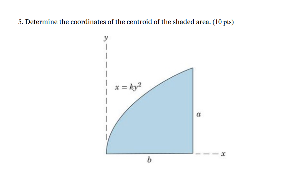 5 . Determine the coordinates of the centroid of