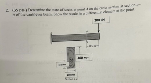 ( 3 5 pts . ) Determine the state of stress at