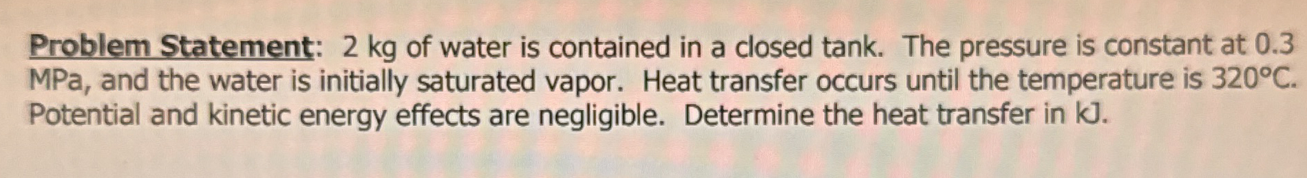 Problem Statement: 2 kg of water is contained in