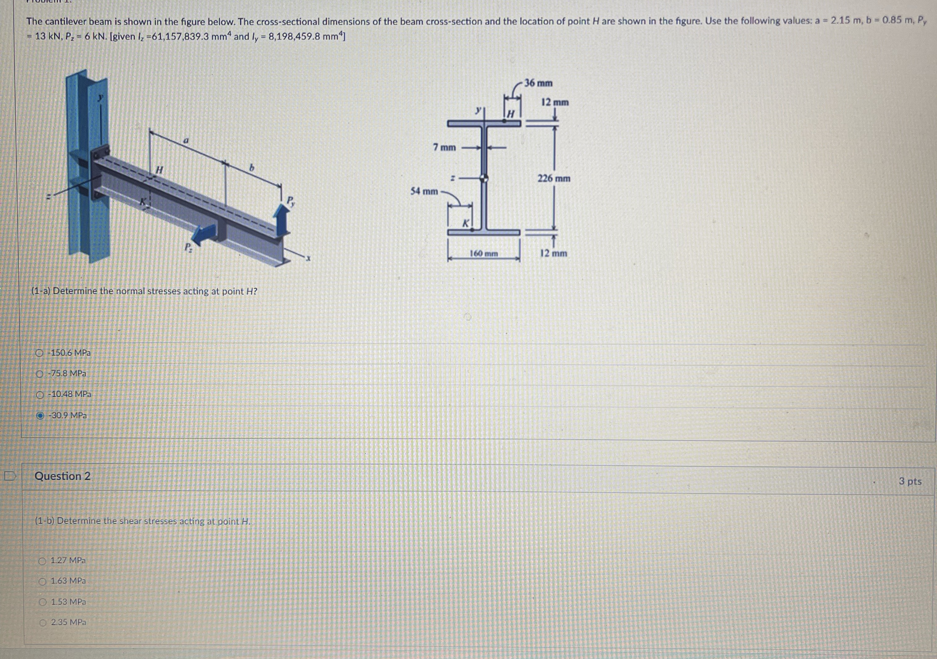 = 1 3 k N , P z = 6 k N . [ given I z = 6 1 , 1 5