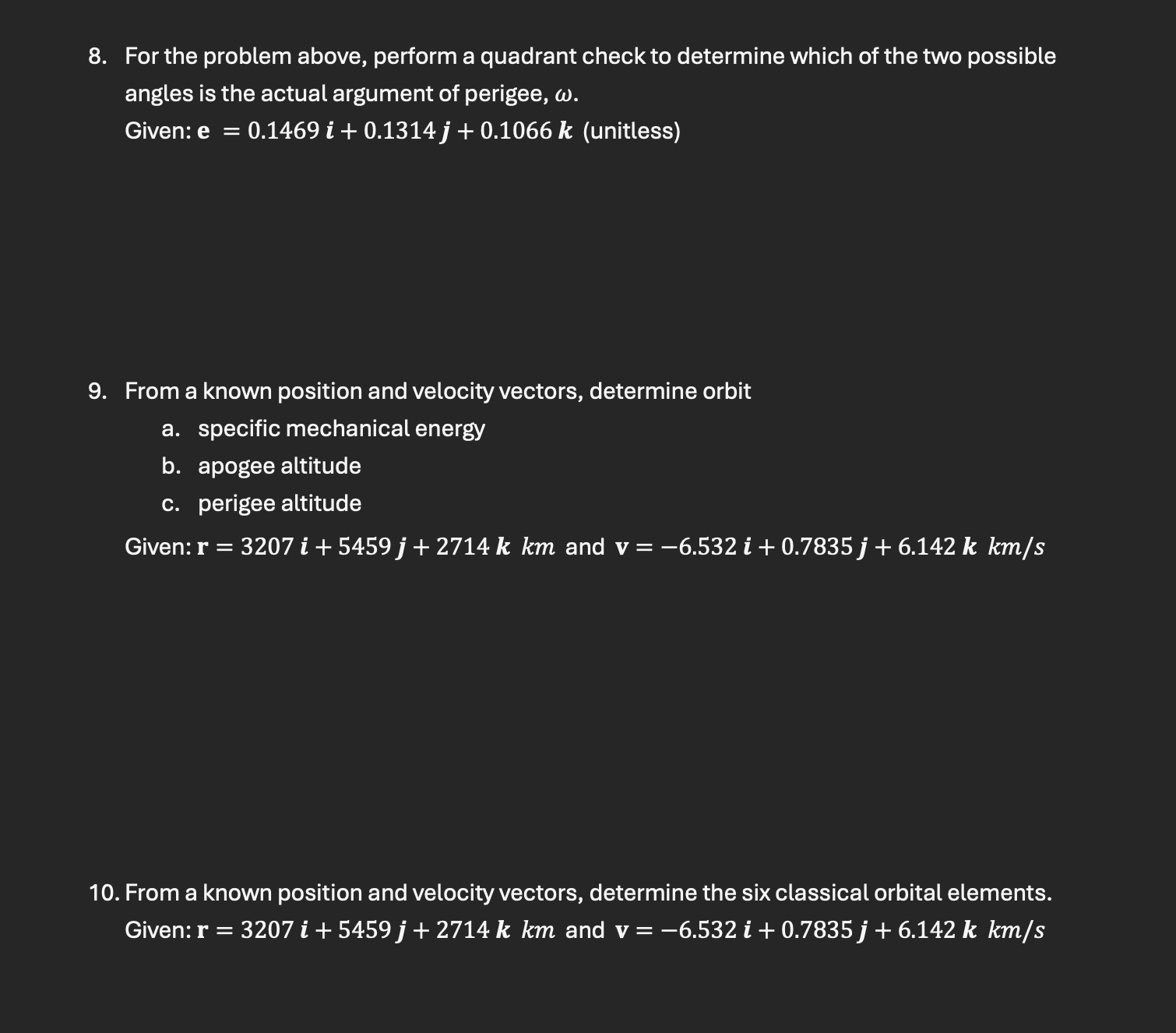 For the problem above, perform a quadrant check