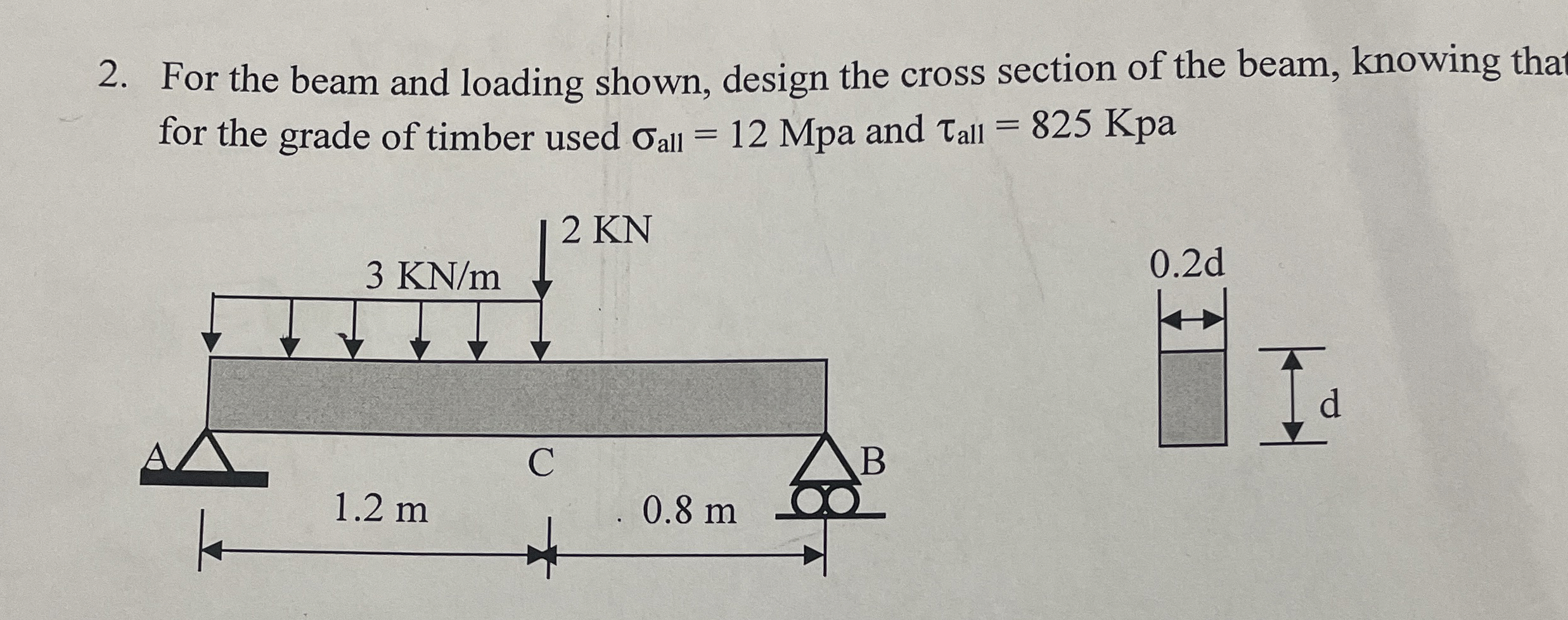 For the beam and loading shown, design the cross
