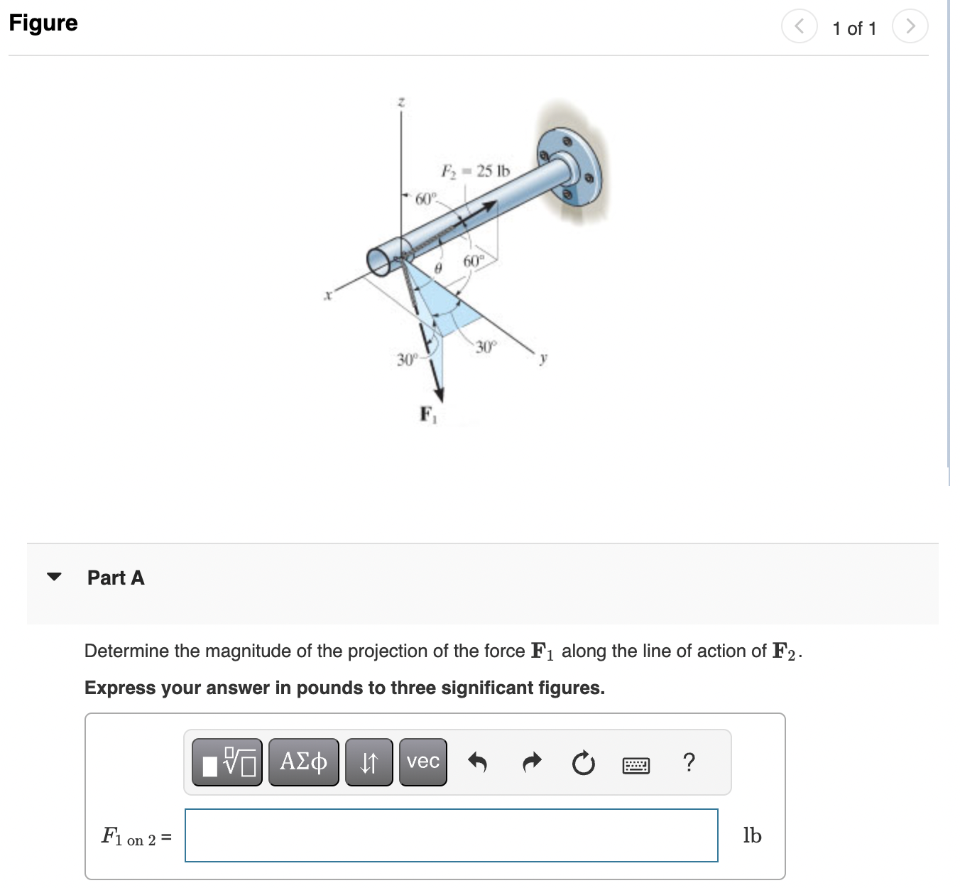 Part A Determine the magnitude of the projection