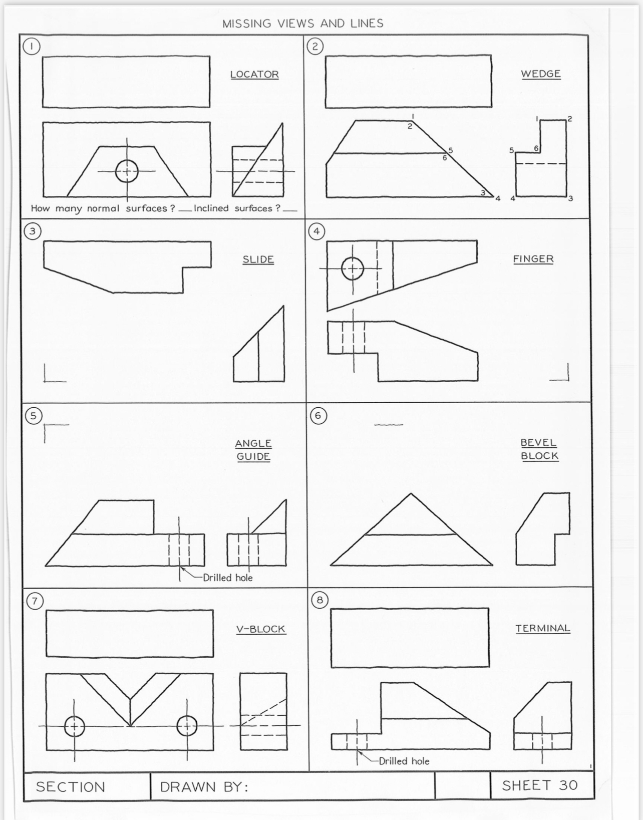 MISSING VIEWS AND LINES ( I ) ( 2 ) LOCATOR WEDGE