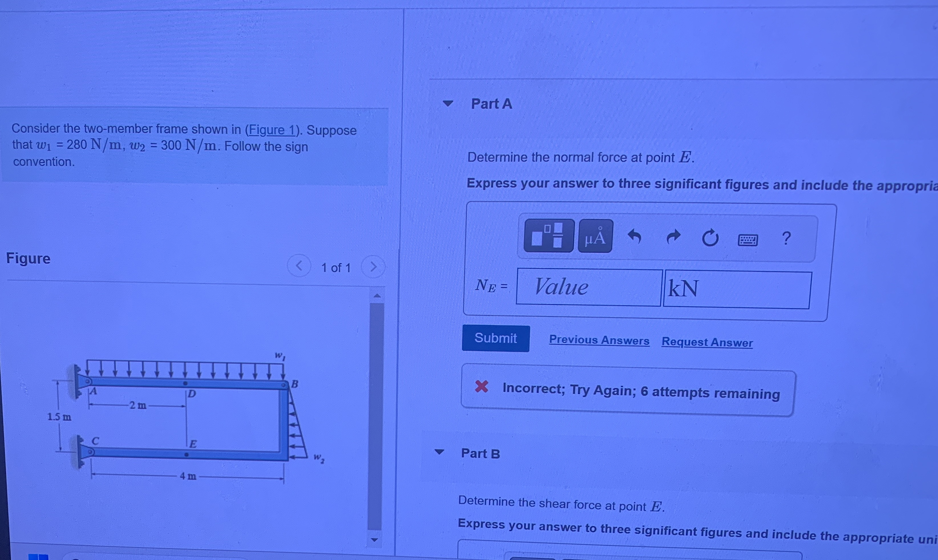 Consider the two - member frame shown in ( Figure