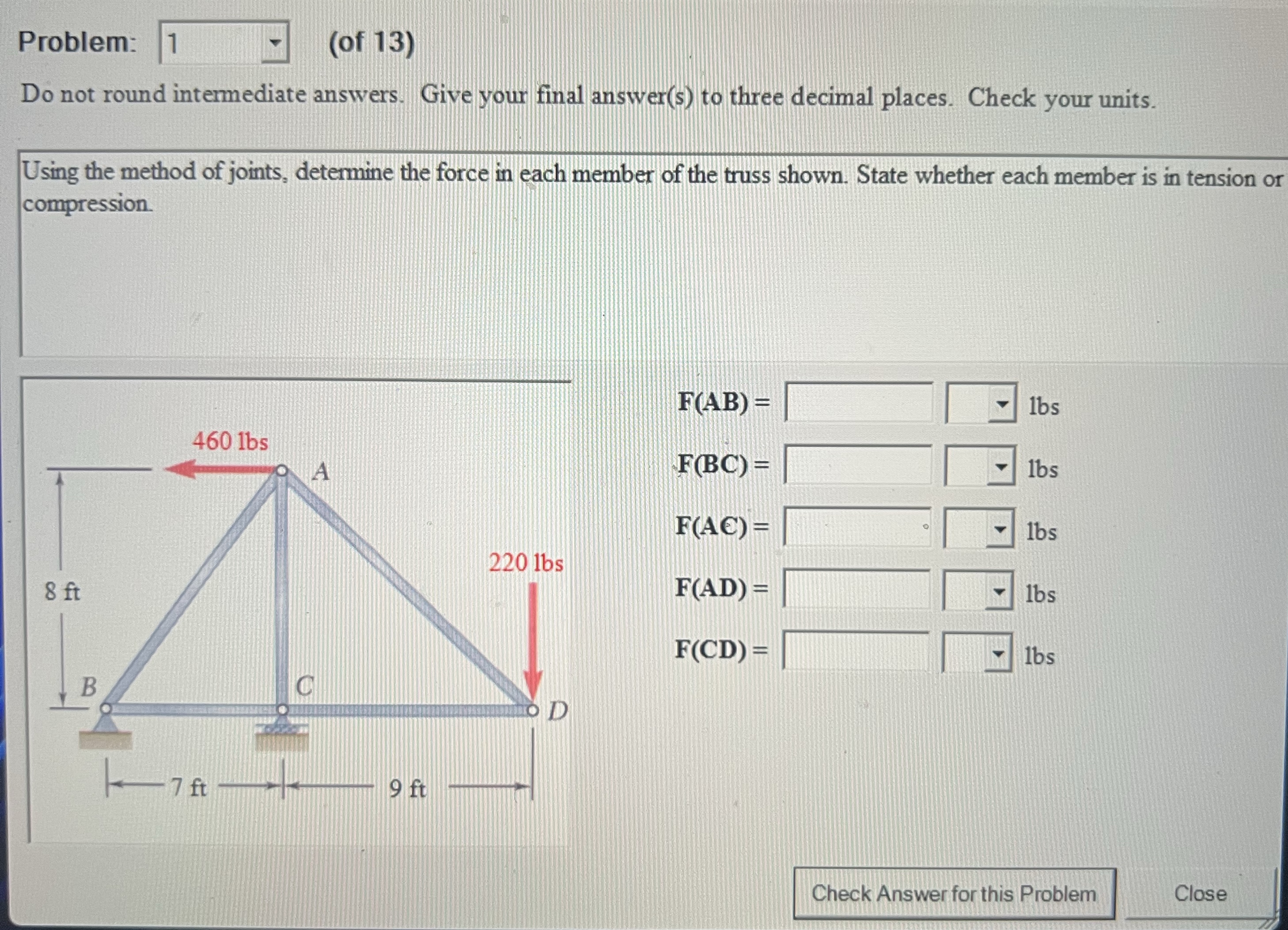 Problem: ( of 1 3 ) Do not round intermediate
