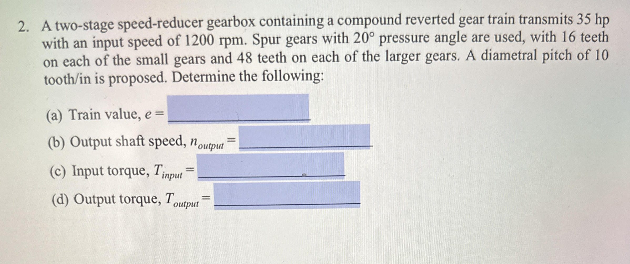 A two - stage speed - reducer gearbox containing