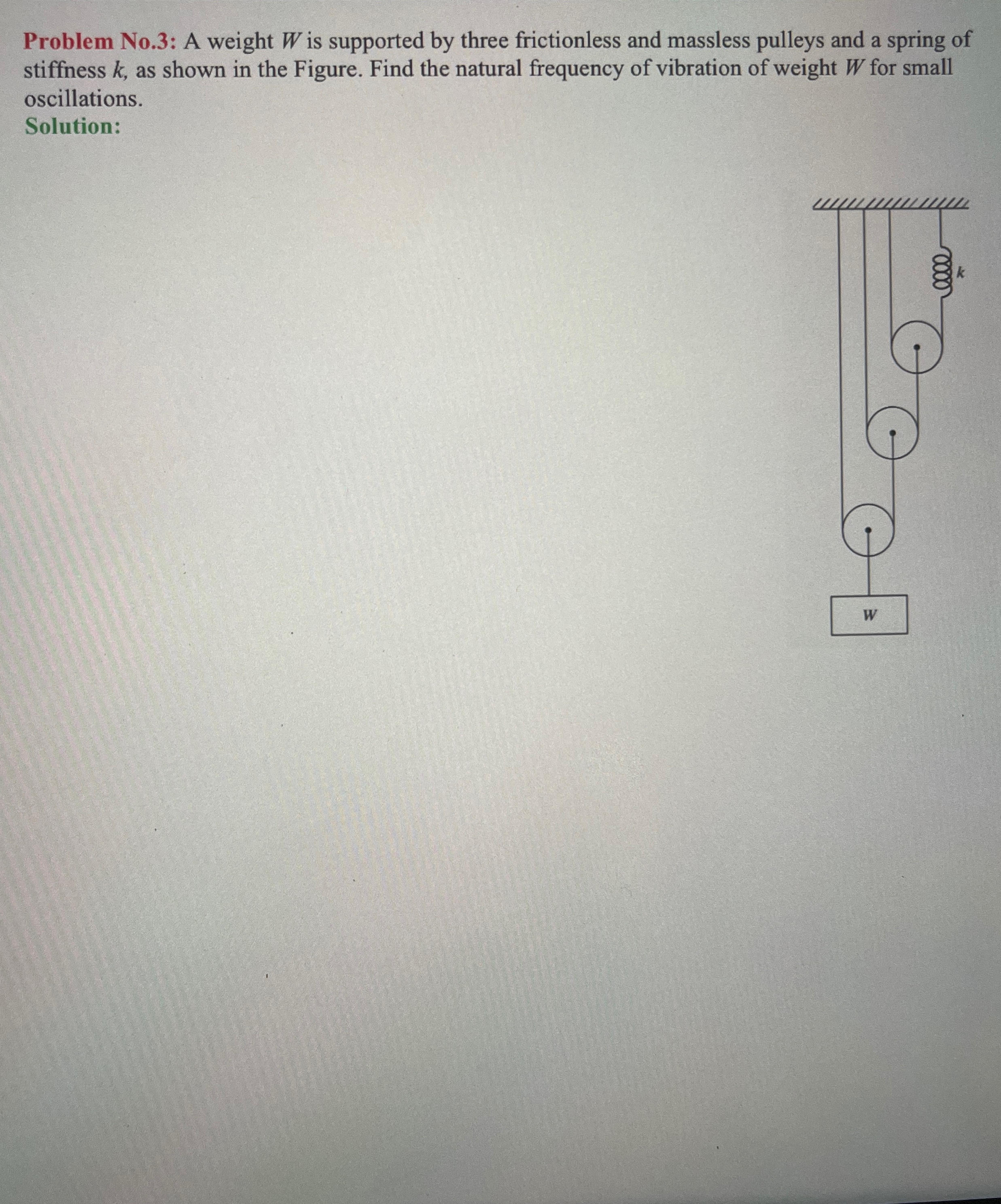 Problem No . 3 : A weight W is supported by three