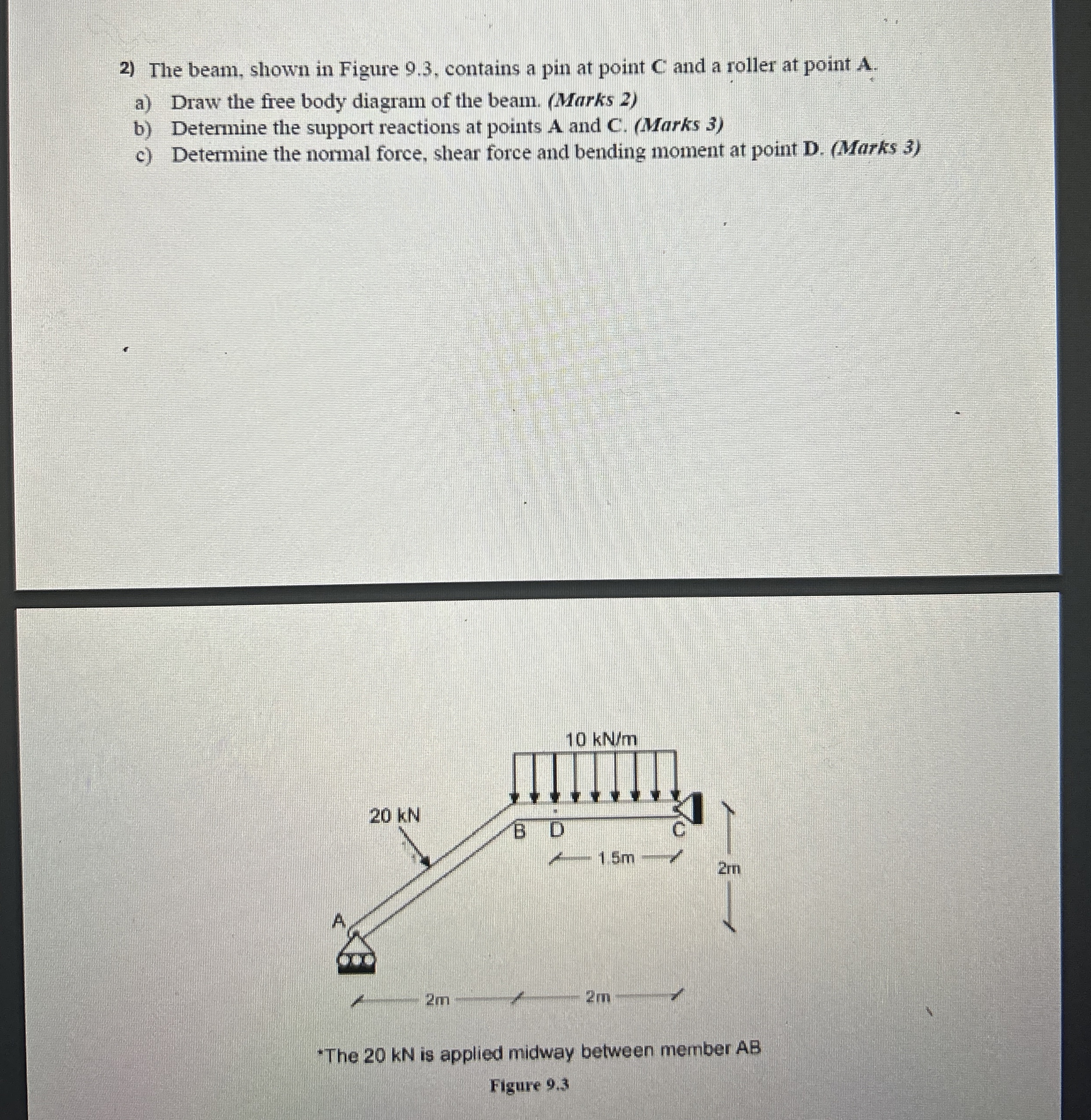 The beam, shown in Figure 9 . 3 , contains a pin