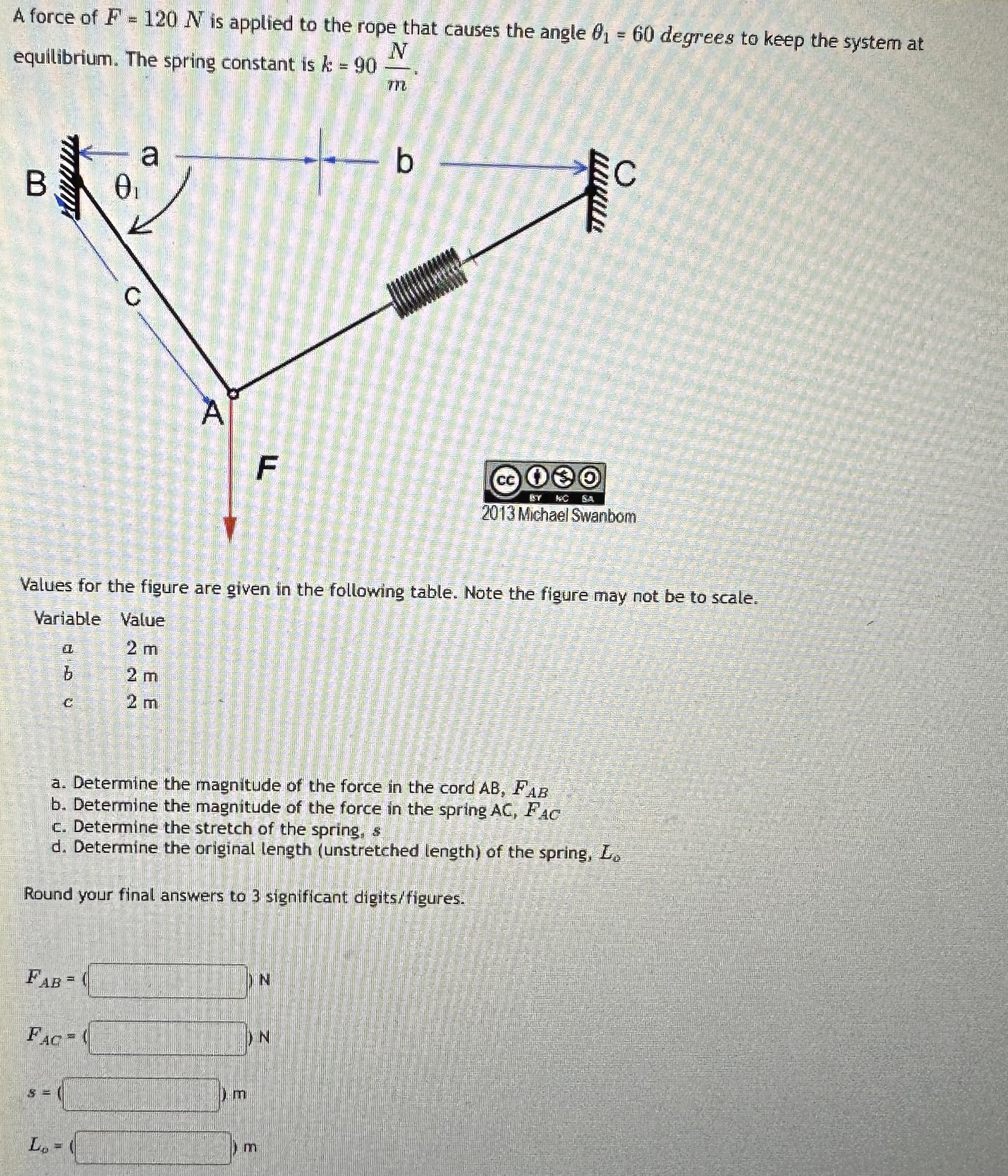 A force of F = 1 2 0 N is applied to the rope