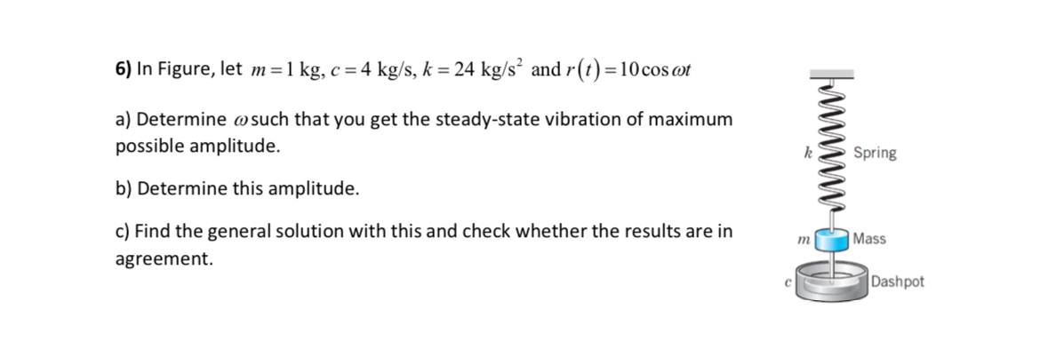 In Figure, let m = 1 k g , c = 4 k g s , k = 2 4