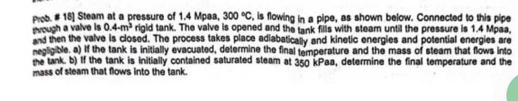 Prob. : 1 8 ] Steam at a pressure of 1 . 4 Mpaa,