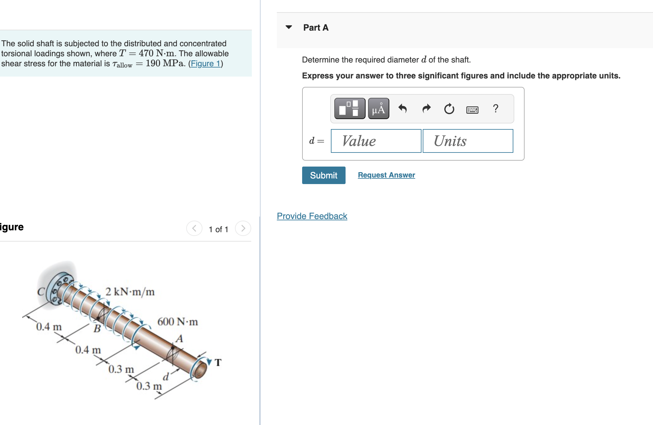 The solid shaft is subjected to the distributed