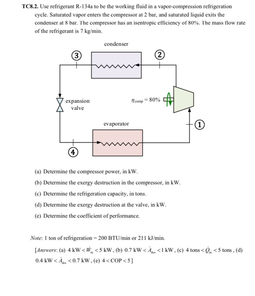 TC 8 . 2 . Use refrigerant R - 1 3 4 a to be the