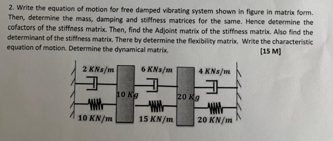 2 . Write the equation of motion for free damped