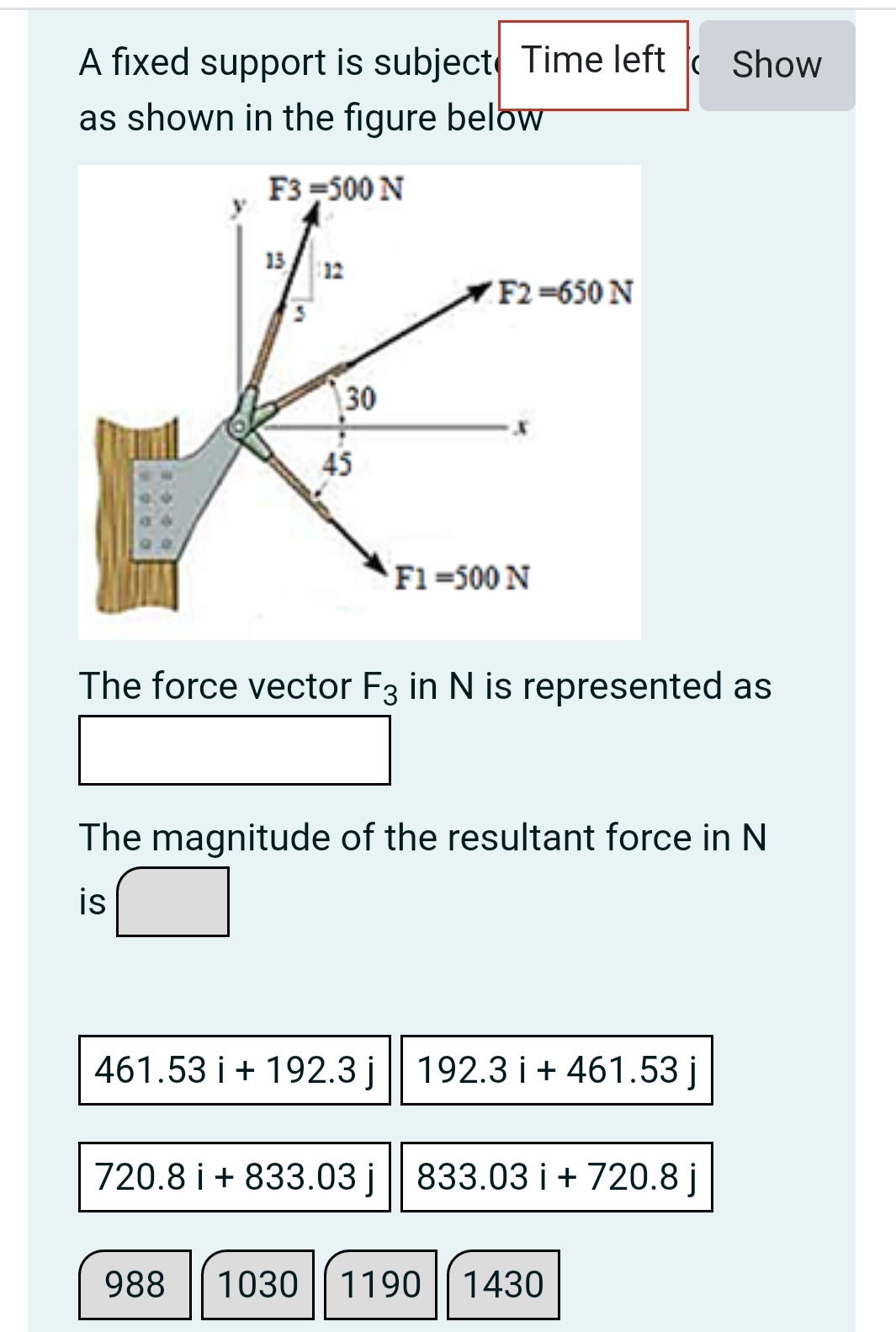 A fixed support is subject Time left Show as