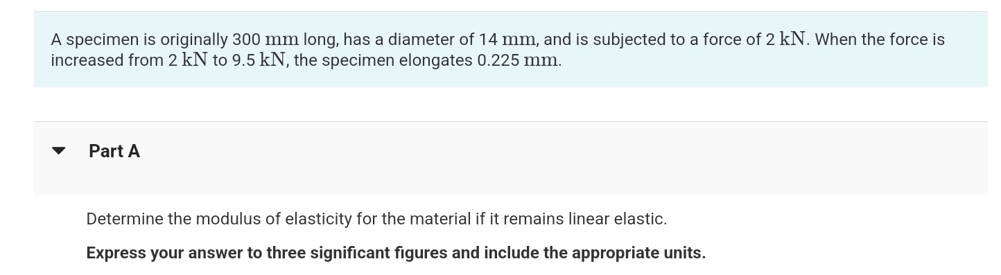 A specimen is originally 3 0 0 mm long, has a