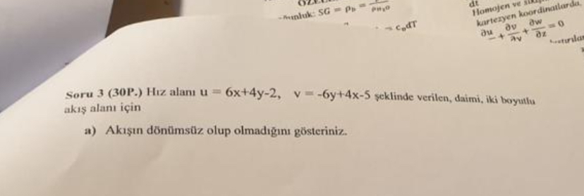 Soru 3 ( 3 0 P . ) Hzz alan u = 6 x + 4 y - 2 , v