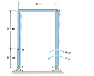 Determine the angular acceleration of link ABAB
