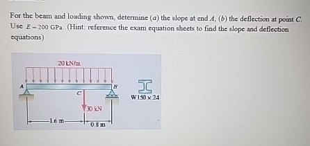 For the beam and loading shown, determine ( a )