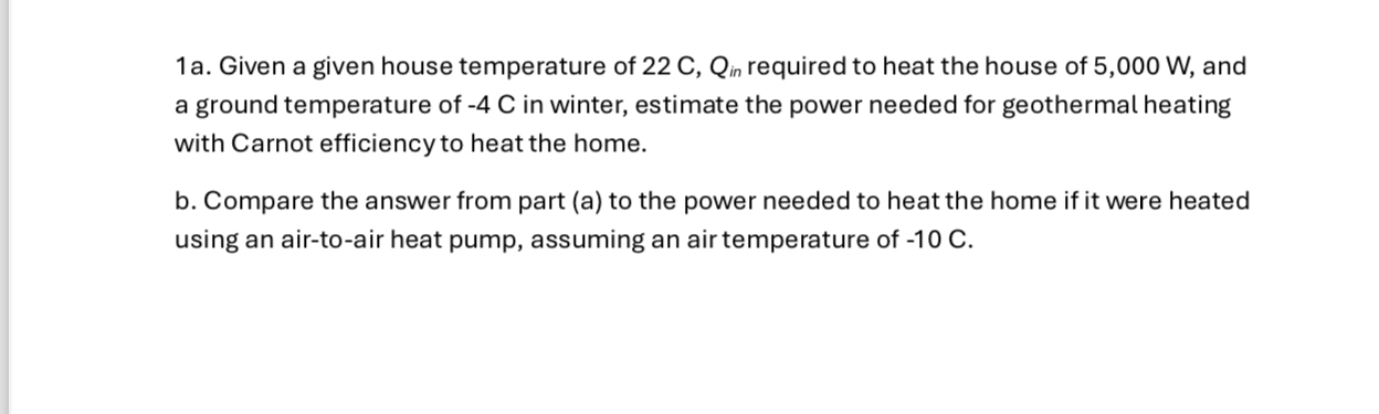 1 a . Given a given house temperature of 2 2 C ,