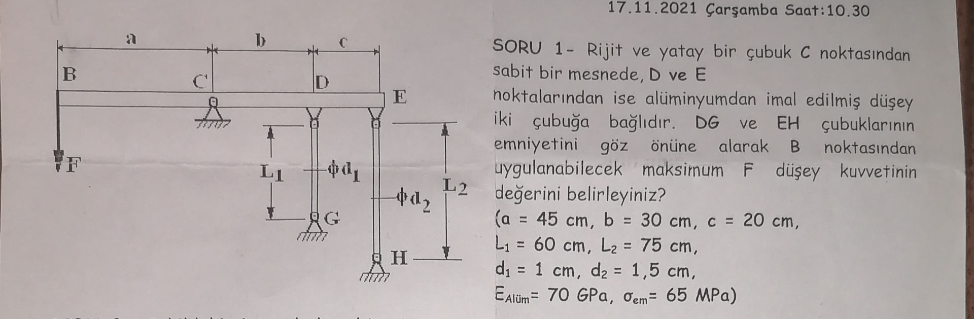 1 7 . 1 1 . 2 0 2 1 ar amba Saat: 1 0 . 3 0 SORU
