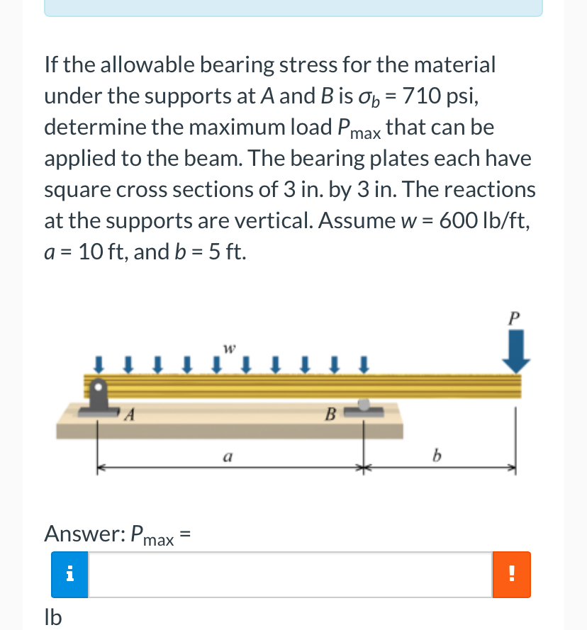 If the allowable bearing stress for the material