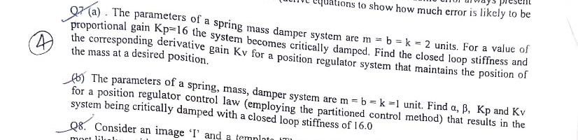 ( a ) . The parameters of a spring mass damper