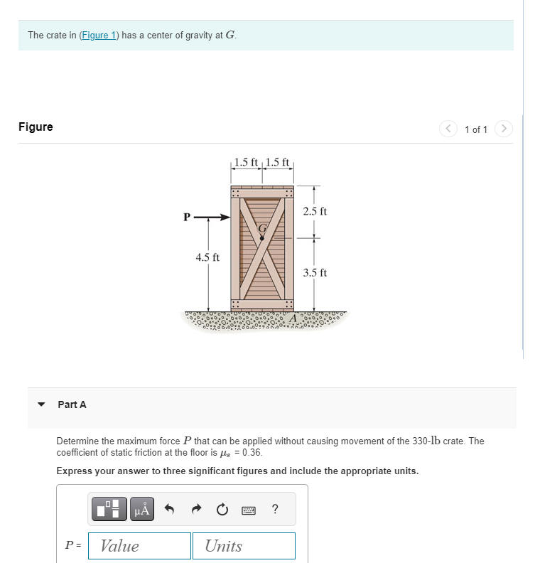 The crate in ( Figure 1 ) has a center of gravity
