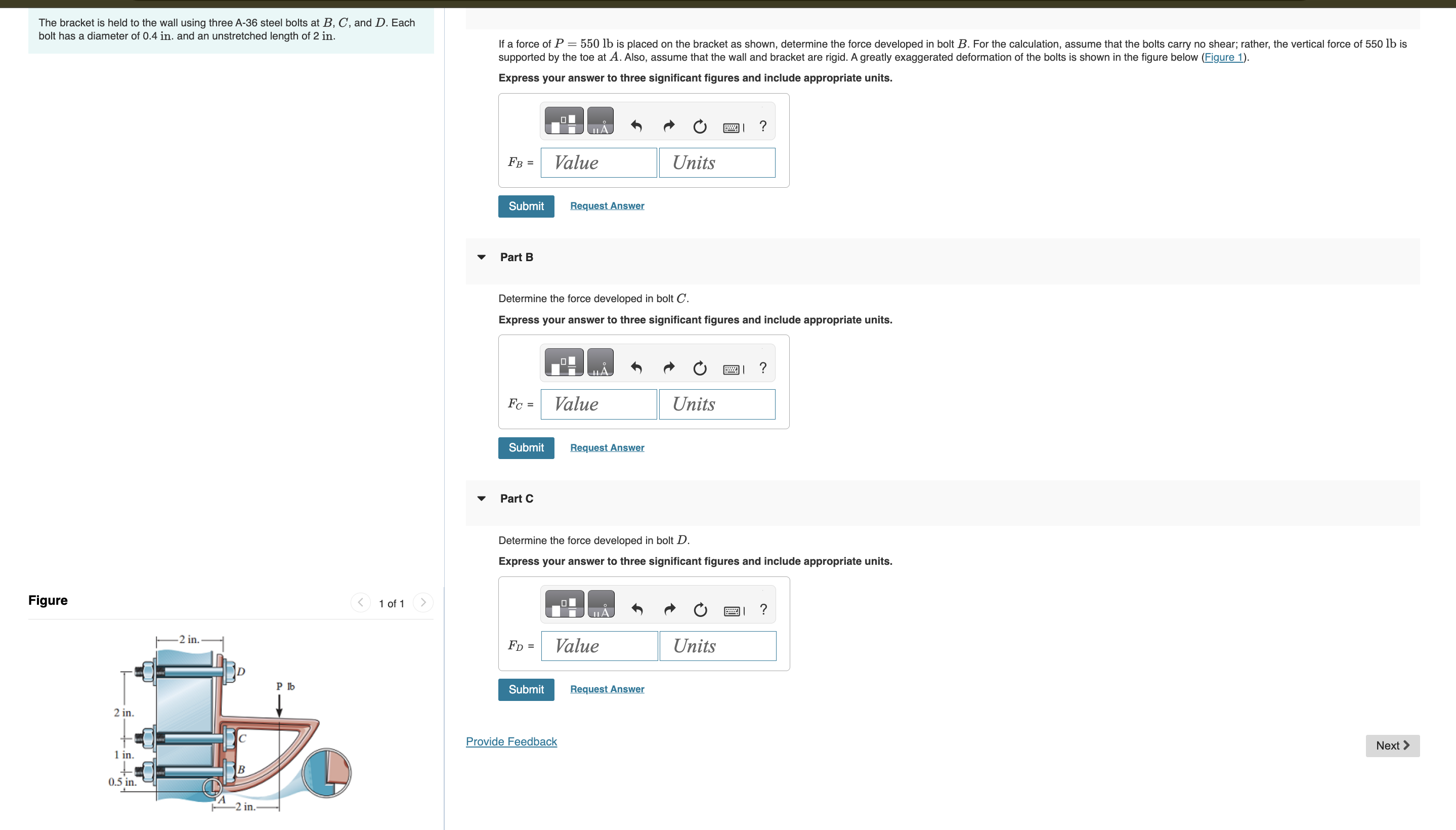 The bracket is held to the wall using three A - 3
