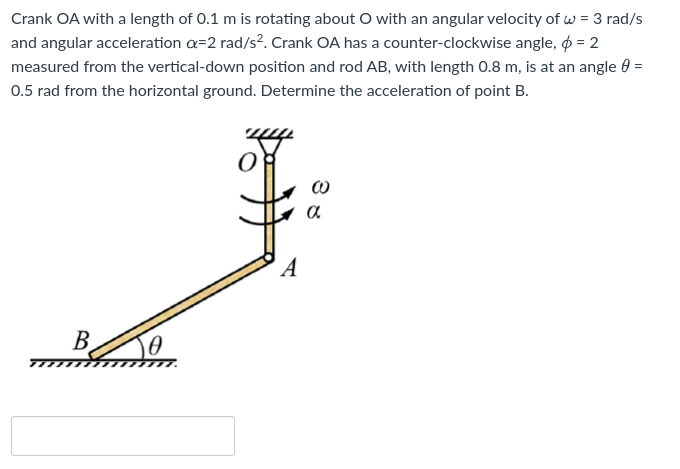 Crank OA with a length of 0 . 1 m is rotating