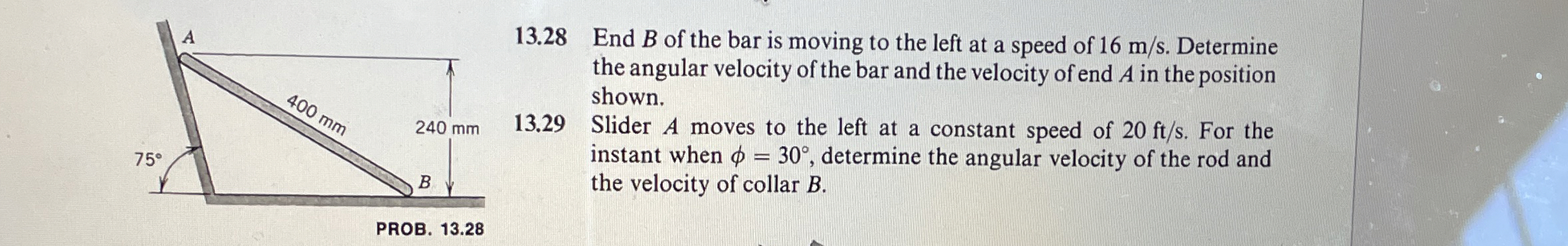 1 3 . 2 8 End B of the bar is moving to the left