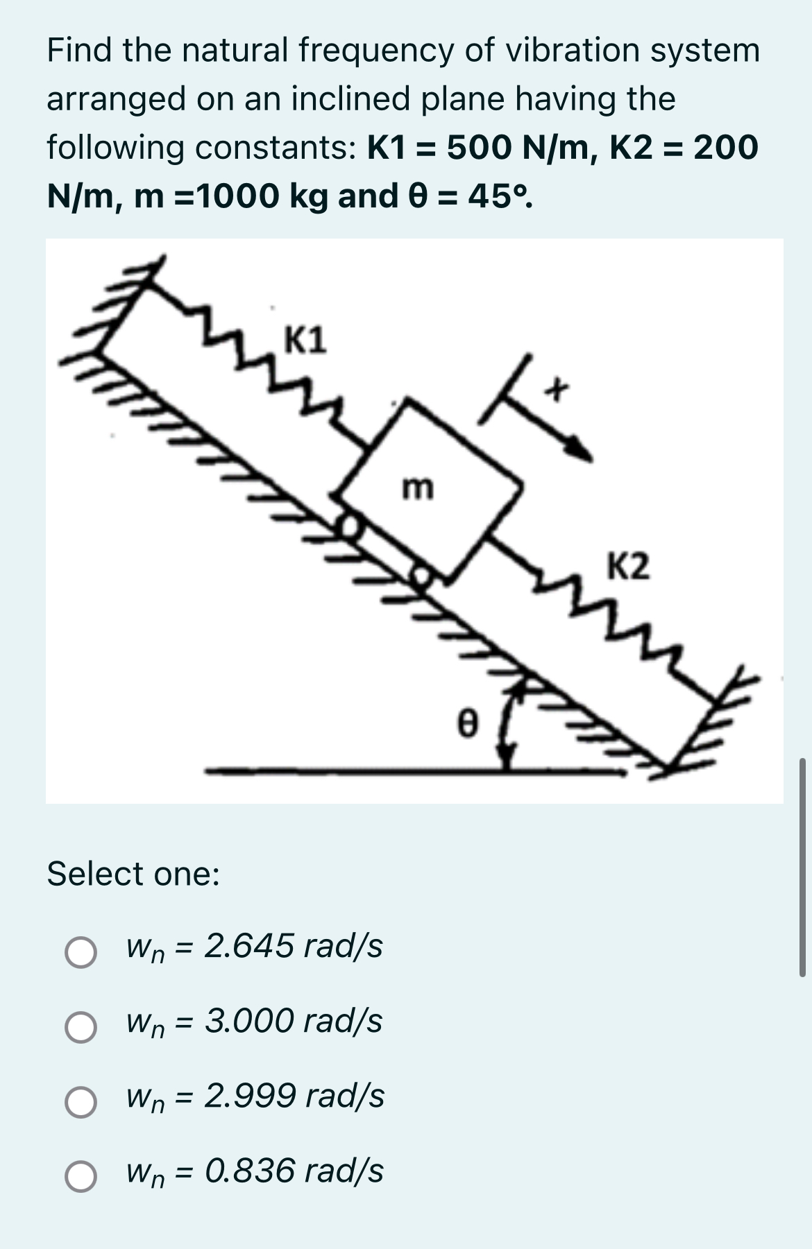 Find the natural frequency of vibration system