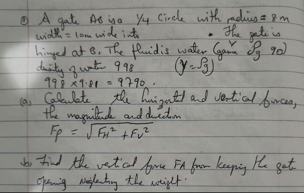( 1 ) A gate As is a 1 4 Circle with radius = 8 m