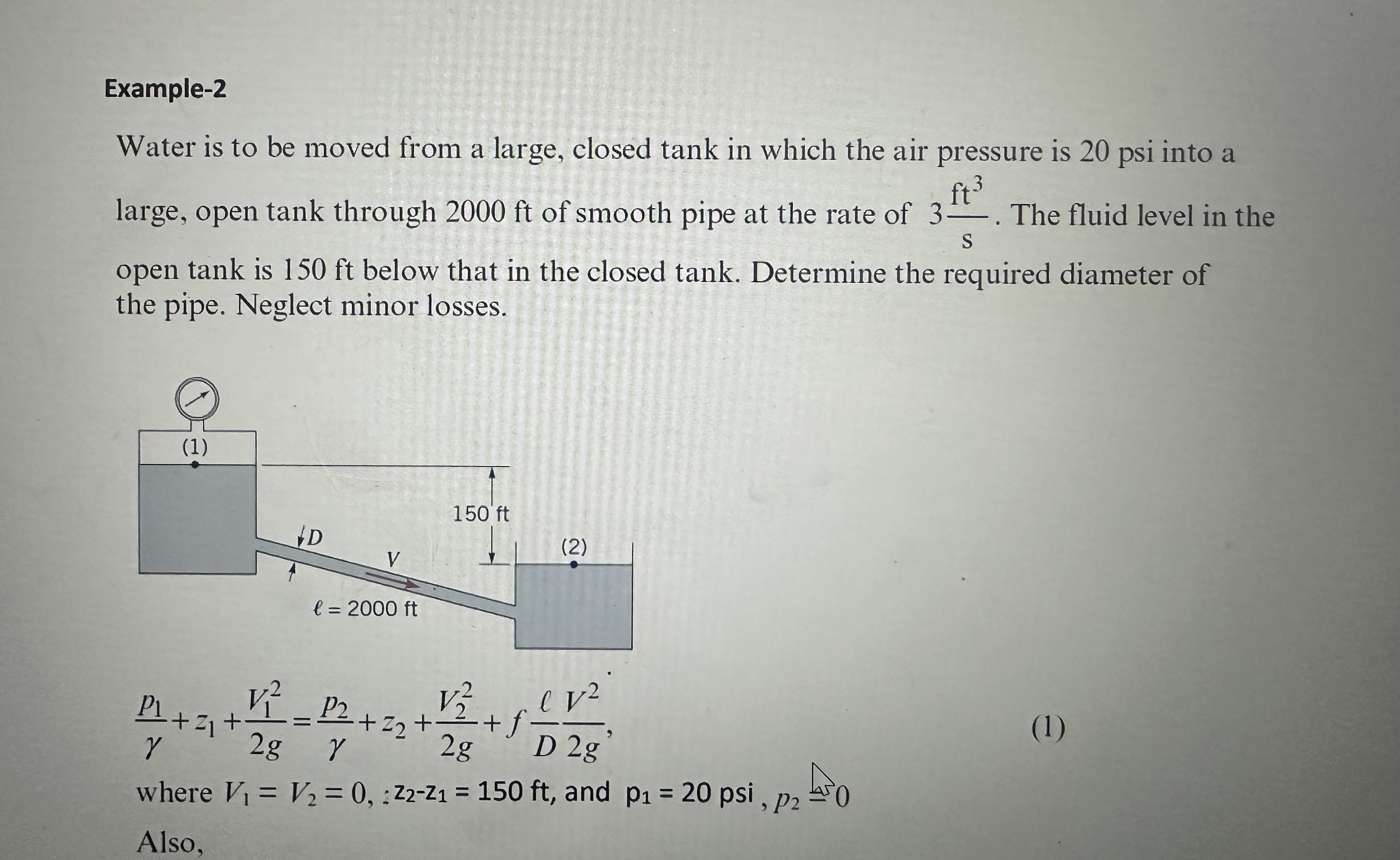 Example - 2 Water is to be moved from a large,