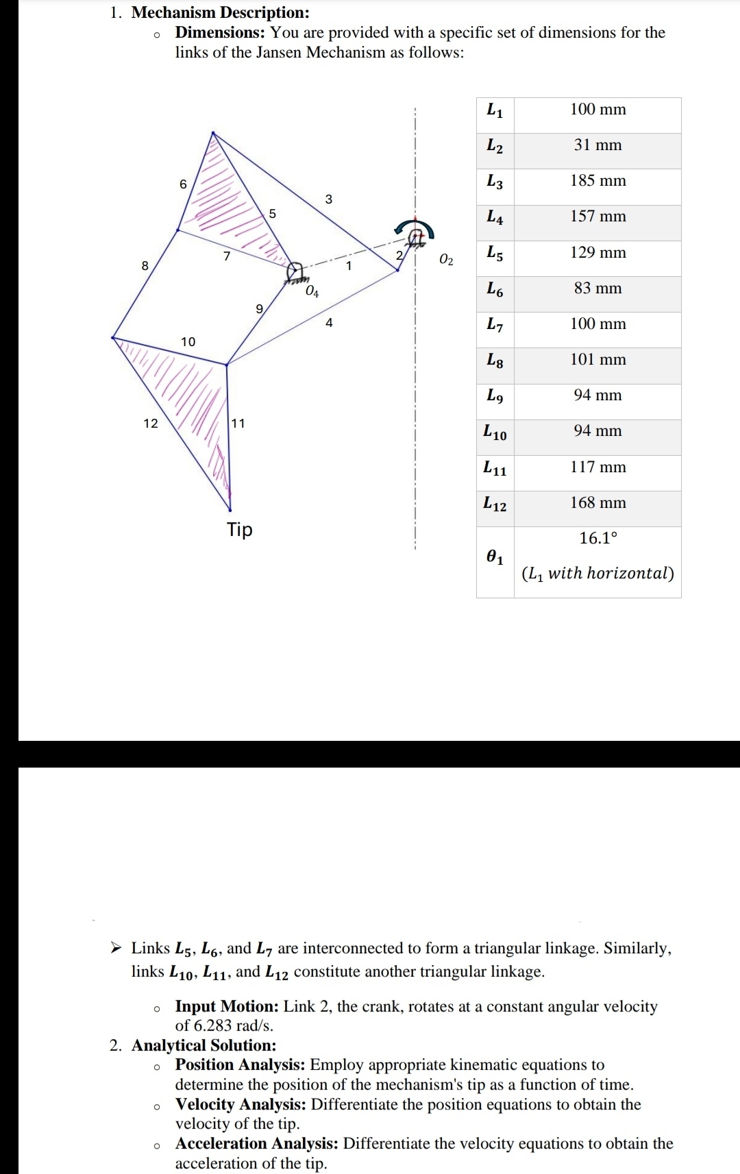 required: position, velocity and acceleration