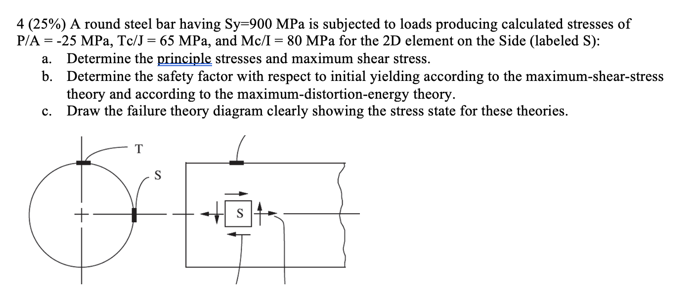 4 ( 2 5 % ) A round steel bar having Sy = 9 0 0