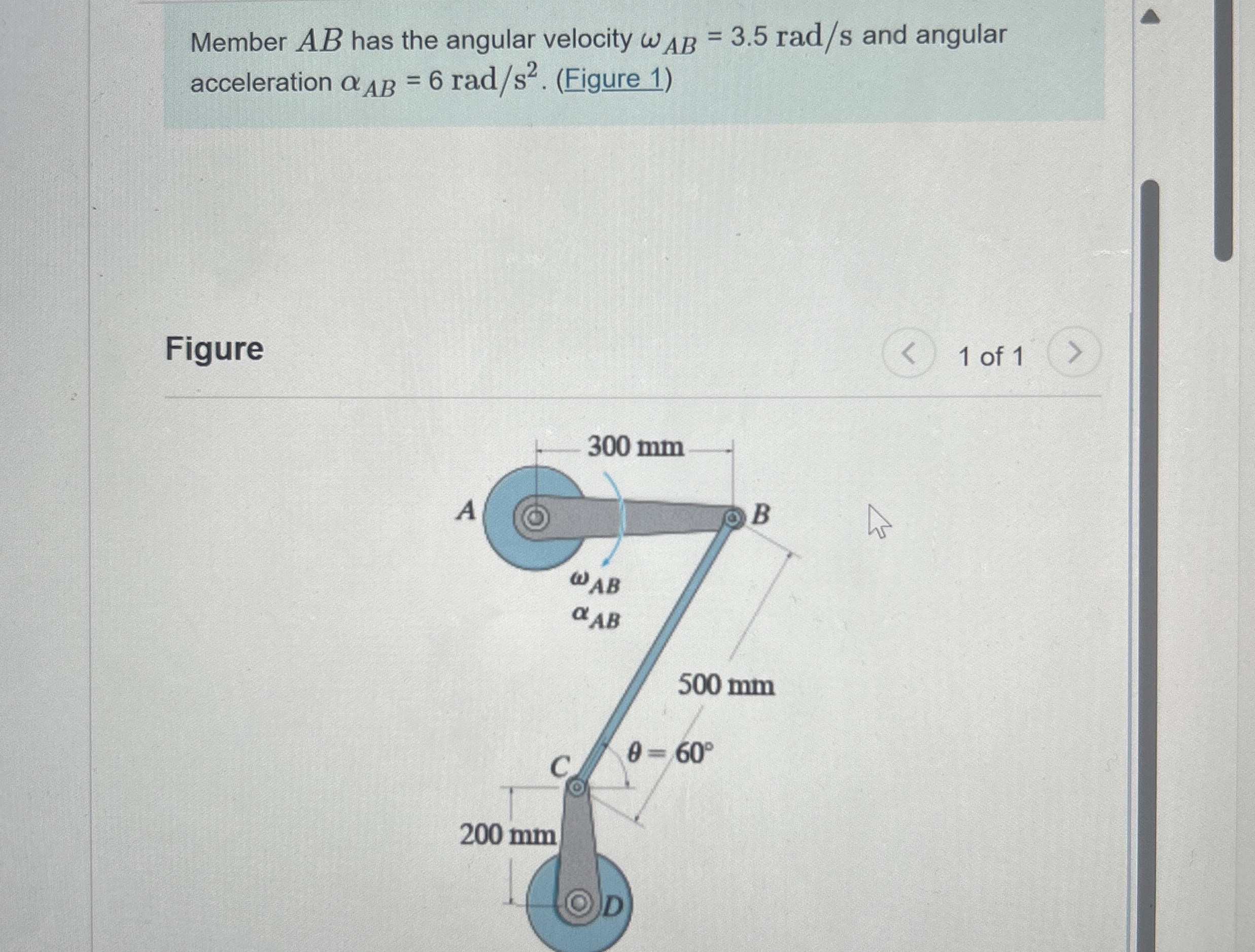Member A B has the angular velocity A B = 3 . 5 r