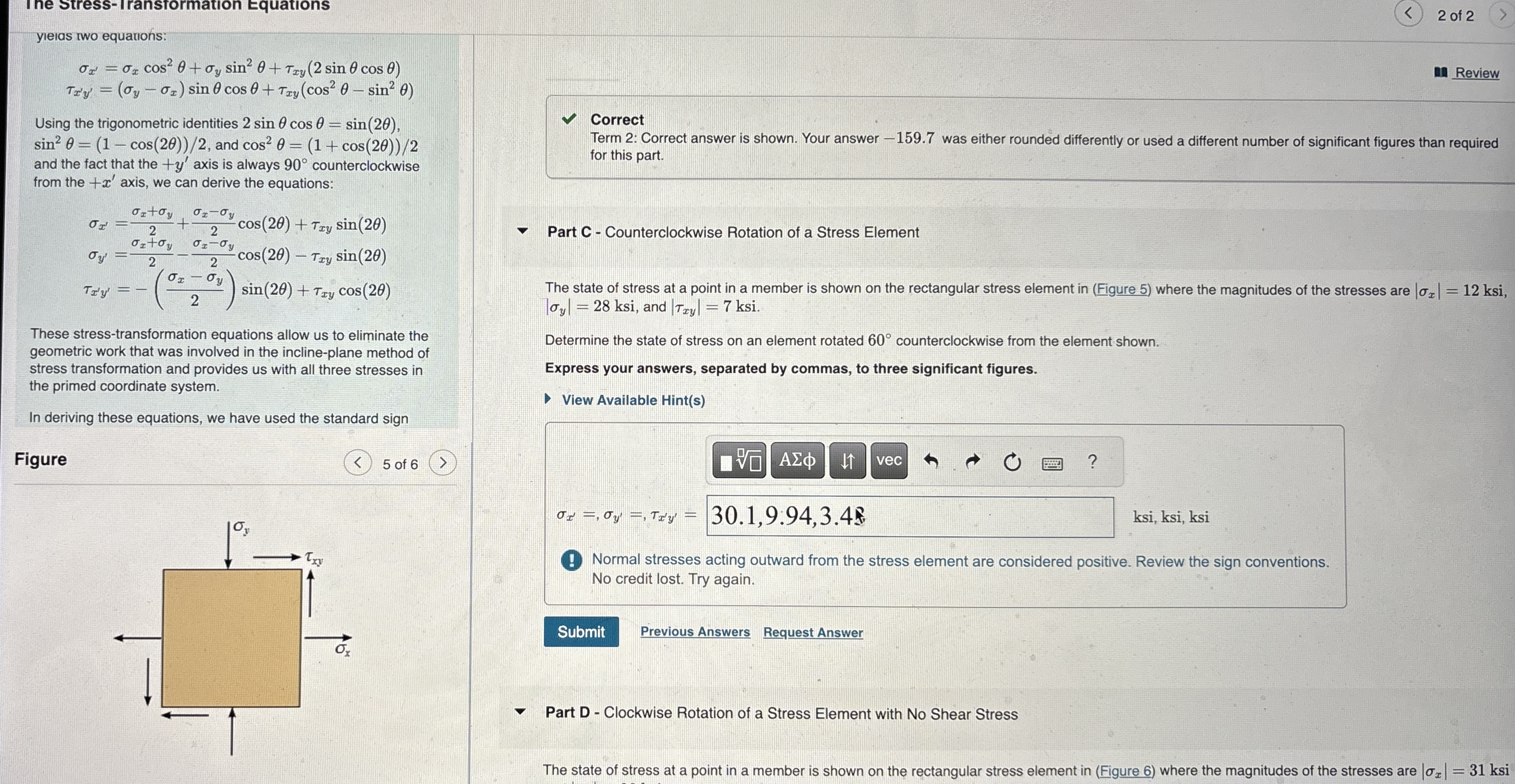 Ine Stress - Iranstormation Equations 2 of 2