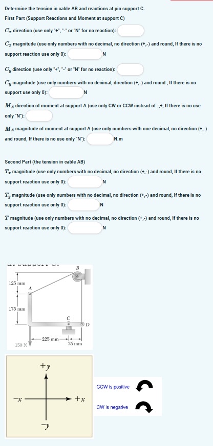 Determine the tension in cable A B and reactions