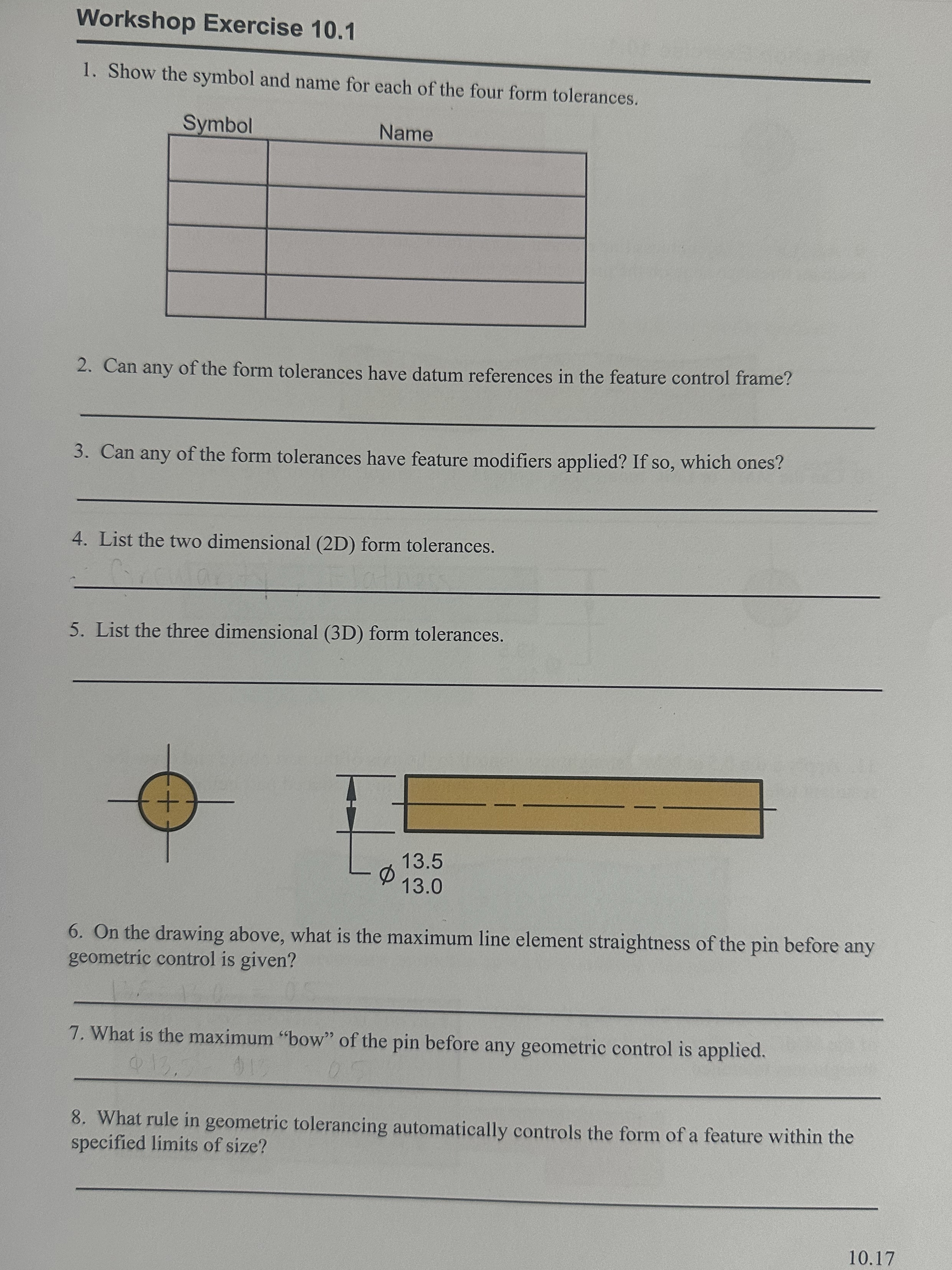 Workshop Exercise 1 0 . 1 Show the symbol and