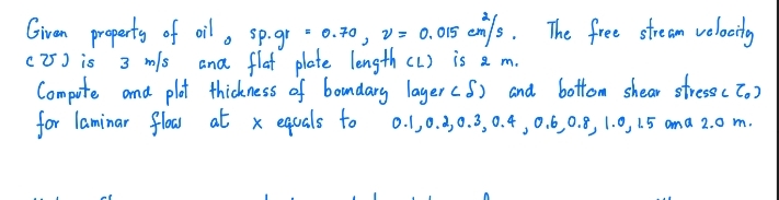 Given property of oil o sp . gr = 0 . 7 0 , u = 0